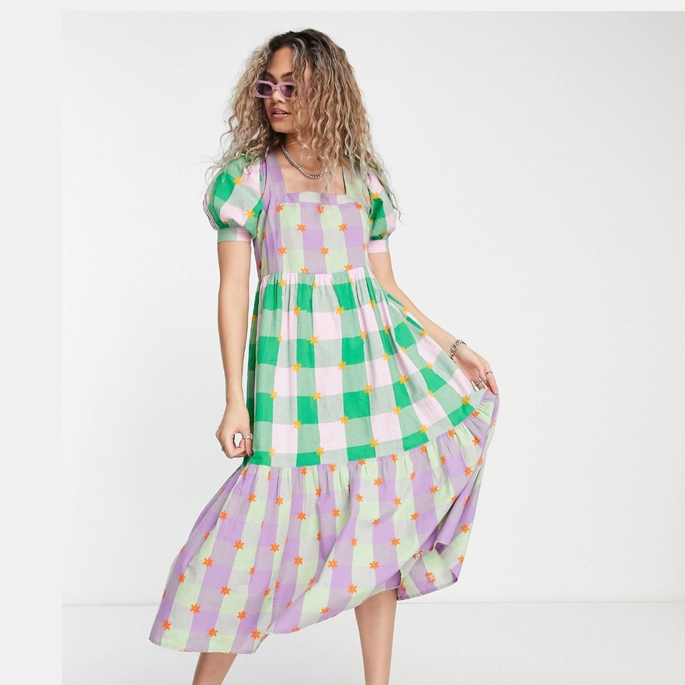 ‼️SOLD‼️ NWOT ASOS floral checkered dress